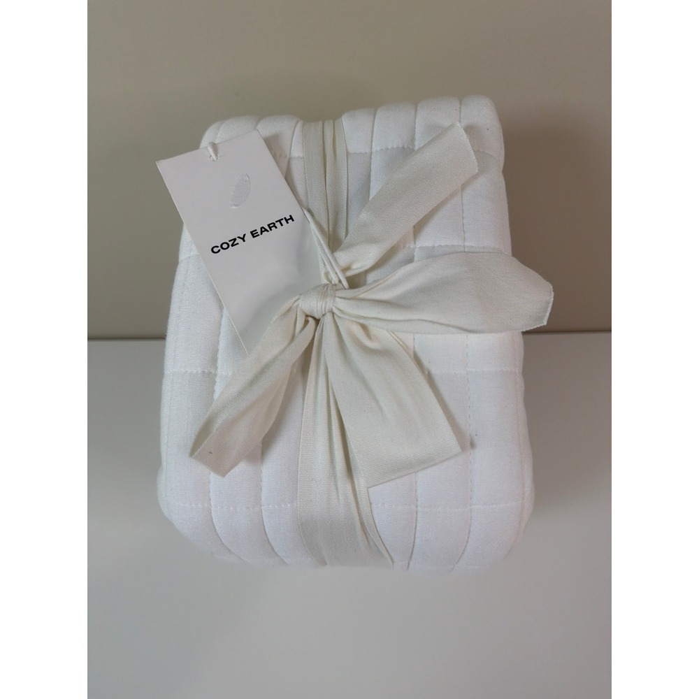 Cozy Earth Bamboo Jersey White Quilted Euro Shams NEW Luxury Bedding Decorative
